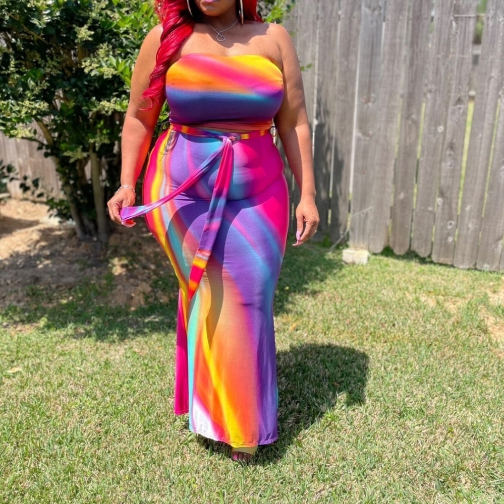 Multi-color Skirt Set